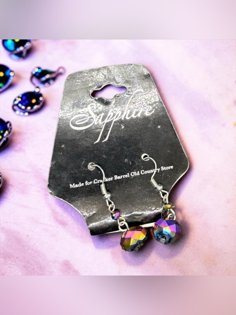 🏷️‼️5/$25🏷️‼️💜SAPPHIRE💜Multicolor Iridescent Faceted Bead Dangle Earrings/NWT